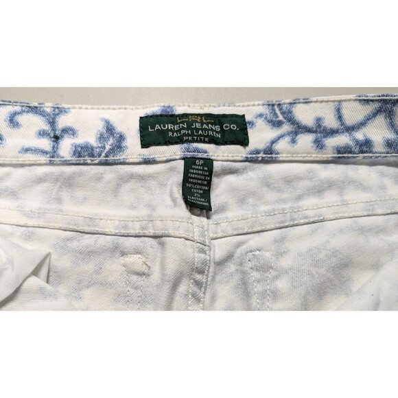 Vintage Ralph Lauren Jeans Co LRL Petite 6 Ankle Floral Jeans Blue White Zip Up - Picture 5 of 9